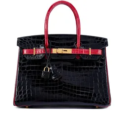 Birkin Black And Rouge Braise Shiny Niloticus Crocodile Hss 30