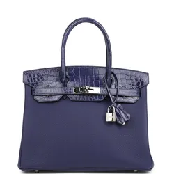 Birkin Bleu Encre Togo And Shiny Niloticus Crocodile Touch 30