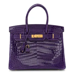 Birkin Ultraviolet Shiny Niloticus Crocodile 30